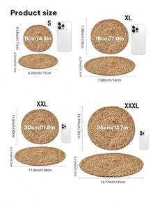 1个加厚编织圆形隔热垫，天然手工葫芦形乡村风格餐垫，家居装饰厨房配件，适用于婚礼派对情人节家居装饰 - 彩色 - 查看 11