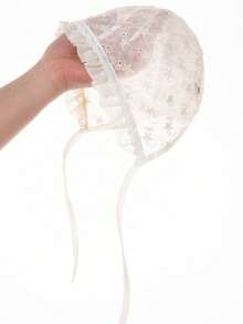 TUTUYA Infant Princess Hat, Soft & Breathable Fabric, 3D Floral Embroidery & Ruffled Trim Lightweight Baby Hat - Beige - View 12