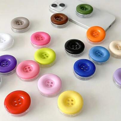 Cute Button Foldable Phone Holder | Multifunctional Slouchy Smartphone Stand, Can Be Attached To Phone Back, Suitable For Desktop Office And Entertainment, For IPhone, Android Phones, ABS Material, Ideal Gift For Birthday, Home, Friends