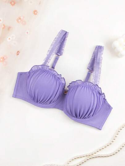 MLeyhoice Women's Comfortable Purple Lace Detachable Strapunderwire Bra,For Valentine's Day&Date Night&Everyday