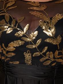 梦幻般的新款圆领雪纺薄纱亮片连衣裙，优雅迷人，适合舞会、婚礼、派对、婚礼宾客等场合。 - 黑色 - 查看 10