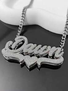 1 DIY Custom Double Welded Women's Name Necklace, Stainless Steel Heart Pendant, Thick Fei Jia Luo Chain, Customizable Name, Simple Daily Style, Keychain,  Customization, Personalized, Unique, Ideal Gift For Her, Ideal Gift For Him, For Girlfriend, Mom, Family, Friends, Daughter, Her, Grandparents, Anniversaries, Birthdays, Daily Wear, Parties, Mother's Day, Valentine's Day, Graduation Ceremonies, Weddings, Black, Silver, Gold, Fashion, Colorful, Retro, Simple, Unisex, Casual, Cute, Custom, Personalized, Unique, Ideal Gift For Him, Ideal Gift For Her, Her, Boyfriend, Girlfriend, Dad, Mom, Family, Friends, Anniversaries, Birthdays, Graduation Ceremonies, Parties, Proms - 彩色 - 查看 8