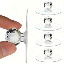 4 Transparent Crystal Door Handles, Cabinet Drawer Door Handles, Self-Adhesive Handles With Hooks, Hotel Furniture Door Decoration Hardware, Decorative Door Handle Accessories, Cabinet Drawer Door Handles - 4pcs - View 2
