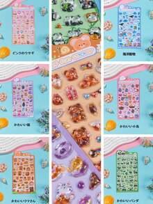 1pc 2026 New Cute Animal Cartoon 3D Epoxy Resin Sticker Set | Phone Case Stickers, Themes Include Marine Animals, Cats, Birds, Bears, Rabbits, Pandas, Etc. Reusable Waterproof Stickers - Multicolor - View 5
