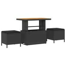 vidaXL 13-Teiliges Garten-Sofa-Set Mit Kissen, Schwarz Poly-Rattan - Negro - Ver 4