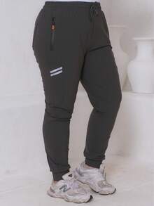 Women's Plus Size Jogger Pants, Premium Comfort, Sporty, Academic, And Elastane. Comfortable. - Bụi tím - Xem 5