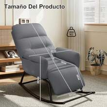 sillones para recamaraCHAGEE Mecedora Sillon Reclinable Sofa Individual Sillón reclinable Mecedora con Respaldo para Recamara Regulable y reposapiernas Gris - gris - Ver 4