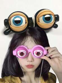 1 buc. Jucărie de ochelari nebuni pentru petreceri pentru adulți, cadou distractiv de ziua de naștere, ochelari inedit din plastic, cadou de Paște, ochelari amuzanți cu mecanism intermitent, ramă și lentilă din plastic în stil casual, decor cu inimă, unisex, jucărie decorativă pentru selfie-uri și cadou de glumă, accesoriu de carnaval - Multicolor - Vizualizare 6