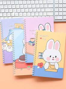 60pcs/Book A5 Cartoon Spiral Notebook, Notebook, Middle East Back To School Season, Student Thick Cute Spiral Notebook, High-Quality Eye-Friendly Memo Pad, Super Thick Large Capacity Notebook, Cute Student Diary, Memo Book, Planner, Back To School, Holiday Gift - Multicolor - View 1