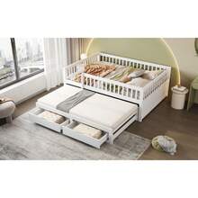 Bed Frames - White + Wood + 140cm*200cm - View 11