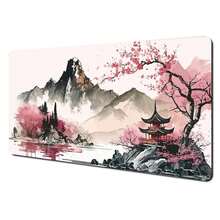 1件传统艺术风景插画鼠标垫桌垫游戏垫防滑缝边樱花鼠标垫桌垫 - 多色 - 查看 20