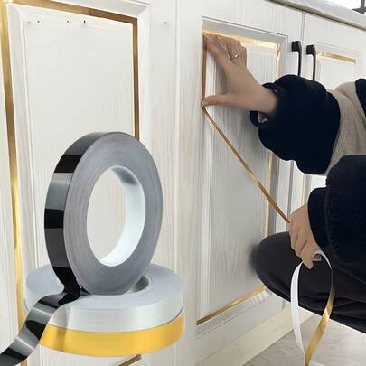 50m Tira autoadhesiva de calafateo dorada y negra, relleno impermeable para grietas en paredes y pisos, decoración del hogar