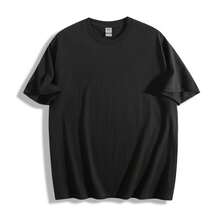 Women's Men's 1pcs  100% Pure Cotton Slim Fit Short Sleeve T-Shirt Black And White Color Block "THE BOSS" Print Suitable For Workplace Commuting, B... - 黑色 - 查看 6