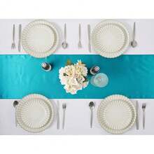 12 Pack Teal Blue Table Runner 12x108 Inches Long, Satin Silk-Like Smooth Table Decor For Wedding Prom Event Party - 藍綠色 - 查看 6