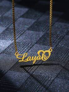 Custom Shiny Frosted Name Necklace Women Girl Charm Personalized Stainless Steel Half Wrap Love Letter Necklace Couple Pendant Family Jewelry Birthday Holiday Gift Christmas Gift For Her Silver Stylish For Teenagers, Junior High School Students, Middle School Students, High School Senior High School Students, College Students, University Students, Freshman, Sophomore, Underclassmen,Chic Autumn - 彩色 - 查看 13