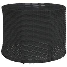 vidaXL Gartensitzgruppe Mit Tisch Und Runden Kissen, Schwarz Poly-Rattan - Black - View 8