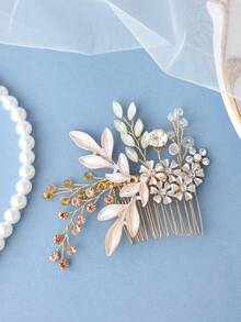 مشط شعر من طراز بوهيمي للنساء مرصع بالراين ستون، مشط جانبي، تاج رأس للعروس والزفاف - متعدد الألوان - مشاهدة 5