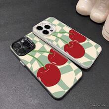 1 pieza funda de teléfono de moda, diseño de cerezas rojas sobre fondo de cuadrícula verde y blanco, compatible con Apple  11 Pro Max, 12 Pro Max, 13 Pro Max, 14 Pro Max, 15 Pro Max, 16 Plus, 16 Pro Max,  Galaxy S21, S22, S23, S24 Ultra, Redmi Note 13, 14,  Pura 70, OPPO Reno 11, Honor X9,  Pixel 7. Material resistente a golpes, agua y arañazos, ideal para el Día de San Valentín. - Negro - Ver 6