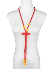 MARLIWOO 1件简约长款手工流苏项链，经典几何吊坠配饰，适合女性日常佩戴 - 彩色 - 查看 7