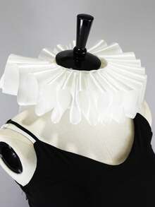 DA FEN QI MI MA 1pc White Pleated Fake Collar, Medieval Art Retro Multipurpose Fake Collar Accessory For Costumes And Stage Props - White - View 7