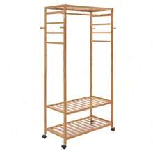Heavy Duty Wooden Clothes Rail Rack - Burlywood (natural Wood Color) - View 1