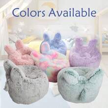Bean Bag Chair For With Plush Faux Fur Cover 2.5FT Memory Foam Filled Bean Bag For Teens Lazy Sofa For Living Room/Bedroom/Dorm Rabbit-Ears DesignChildren's Growth Games, Fun And Joyful, Essential For Childhood - FrostBlue - View 8