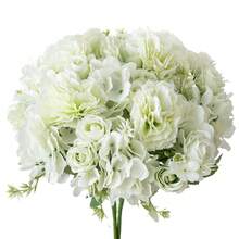 80 pièces Bouquet artificiel de roses et d'hortensias, plantes artificielles, fleurs artificielles, décoration de bouquet, matériaux de couronne, accessoires de boîte à bonbons, corsage, matériaux de coiffe, décoration de fête d'anniversaire, décoration de la maison, bouquet de mariée, décoration de mariage - Vert - Voir 2