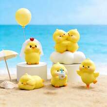 1 Set (6pcs) Cute Cartoon Decorations, Including A Lovely Little Yellow Duck Decor, Garden Decor, Mini Landscape House, And Office Decor. - Q - View 2