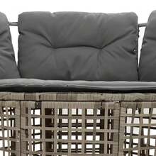 vidaXL L-förmiges Gartensorfa mit Kissen und Fußbank, grau Polyrattan - Gris - Voir 6