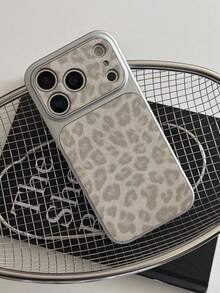 Cheetah,Leopard Print Luxury Glitter Leopard Print Lens Protection Phone Cover Compatible With IPhone 17 Pro Max 16 15 14 Pro Max 13 Fashion Creative Chic Back Cover - Light Grey - View 5