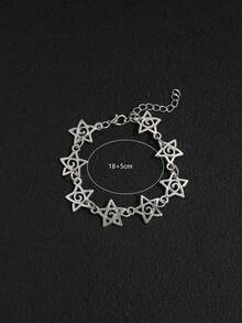 1 chiếc vòng tay thiết kế hình ngôi sao rỗng xoắn ốc tối giản cổ điển dành cho nữ - Bạc - Xem 5