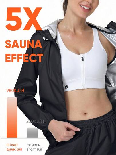 HOTSUIT Women's Sauna Jacket Sweatshirt With Zipper, Suitable For Fitness Training, Great Gift For Valentine's Day
