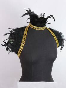 Gothic Black Faux Feather Shawl And Faux Feather Choker Victorian Costume Shrug Cosplay Feather Wrap Costume Party Rave Party Cosplay Filming Props - Multicolor - View 5