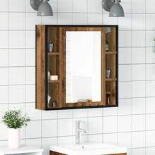 vidaXL Badezimmer-Spiegelschrank In Altholz-Optik, 60x16x60 Cm, Holzwerkstoff - Gelb - Übersicht 1