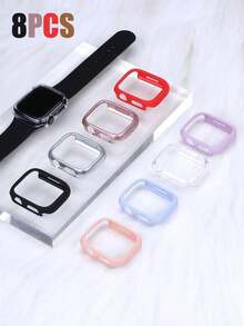8件裝運動休閒風格 保護殼，相容 40mm、41mm、42mm、44mm、45mm、46mm、49mm，時尚極簡防震耐用硬 PC 保護殼（不含玻璃），相容 Ultra/11/10/9/8/4/6/5/4/SE 系列，男女適用，佩戴舒適，觸控靈敏 - 多色4 - 查看 15