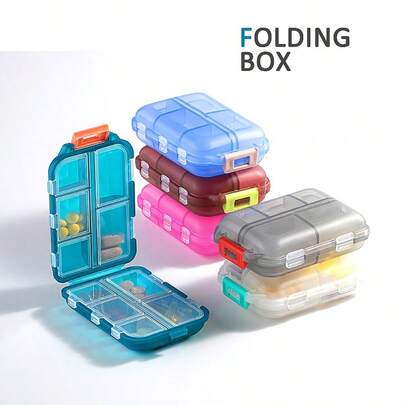 10-Compartment Travel Pill Case - Compact Portable Pill Box, Great For On-The-Go Storage, Wallet-Sized Medication Organizer