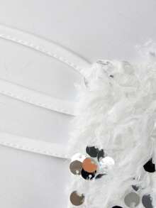 Akaily Women's 2 Pieces Set, Sequin Camisole Top And Sequin Mini Skirt, Fashionable Party/Birthday Outfit For Summer - White - View 5