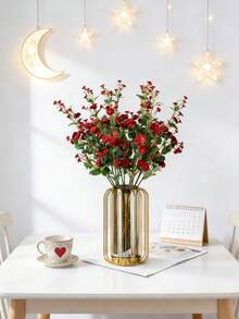 1/80pcs Artificial Rose Flower Bouquet, Home Tabletop Vase Decor, Wedding Decoration, Outdoor Garden Decor, Birthday Party Decor, Photography Prop, Wedding Floral, Desktop Decor, Floral Decor, Artificial Flower, Valentine's Day Decor, Home Decor, Valentine's Day Gift For Boyfriend/Girlfriend - Red - View 8