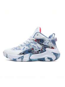 All-Season Campus Style Basketball Boots, Basketball Training Shoes For Students, Basketball Competition Shoes, Wear-Resistant Sole - Blue - View 2