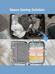 Travel Compression Bags, Travel Accessories, Space Saving Bags, No Vacuum Or Pump Needed, Travel Essential Vacuum Storage Bags, Travel And Home Organization Bag Set (Blue), Clothing Storage, Packing Cubes, Travel Storage Bag Set, Packaging Bags, Back To School, School Bag, Travel Essentials, Beach Summer Vacation Travel Organizer - Multicolor - View 5