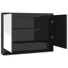 vidaXL Spiegelschrank Für Das Bad 80x15x60 Cm Glänzend Schwarz - Black - View 2