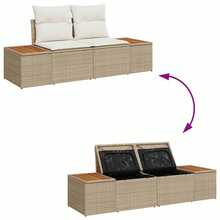 vidaXL 10-Teiliges Gartensofaset Mit Beigen Und Cremefarbenen Kissen, Polyrattan - Beige - Visualizzare 9