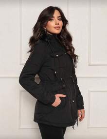 Women's Lined Twill Parka - 黑色 - 查看 3