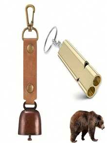 2 opakowania głośnych dzwonków odstraszających niedźwiedzie z gwizdkami dla turystów pieszych, gwizdki alarmowe i dzwonki z karabińczykiem do przetrwania, pieszych wędrówek, jazdy na rowerze, wędkowania i wspinaczki górskiej., Sprzęt kempingowy, niezbędne wyposażenie kempingowe - Wielokolorowe - Zobacz 1