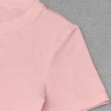 Women's Cropped T-Shirt "Milano Italia" Short Top, Short Sleeve, Round Neck, New Arrival, 100% Cotton - Màu Hồng baby - Xem 4