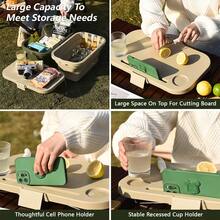 Outdoor Picnic Basket With Lid And Table Board, Multifunctional Portable Basket For Camping And Outdoor Cooking, Plastic Storage Crate, Foldable - Grey - View 7