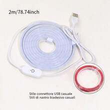 1pc 196.85 Inch White LED Neon Light Strip, USB Powered, Solid Color Non-Dimmable, Space Theme, With Button Control, Suitable For Home Decor, Living Room, Car, Study, Shopping Mall, Christmas Decoration - Neon Light Strip - View 16