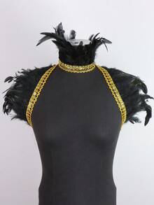 Gothic Black Faux Feather Shawl And Faux Feather Choker Victorian Costume Shrug Cosplay Feather Wrap Costume Party Rave Party Cosplay Filming Props - Multicolor - View 3