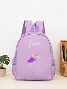 1 pieza Mochila mini personalizada de estilo minimalista elegante con estampado de ballet, adecuada para volver a la escuela, uso diario, salidas, escuela y viajes, también un excelente regalo de cumpleaños o Navidad. Patrón de impresión aleatorio. Se puede personalizar con su nombre, número de la suerte o fecha de aniversario. - Multicolor - Ver 12