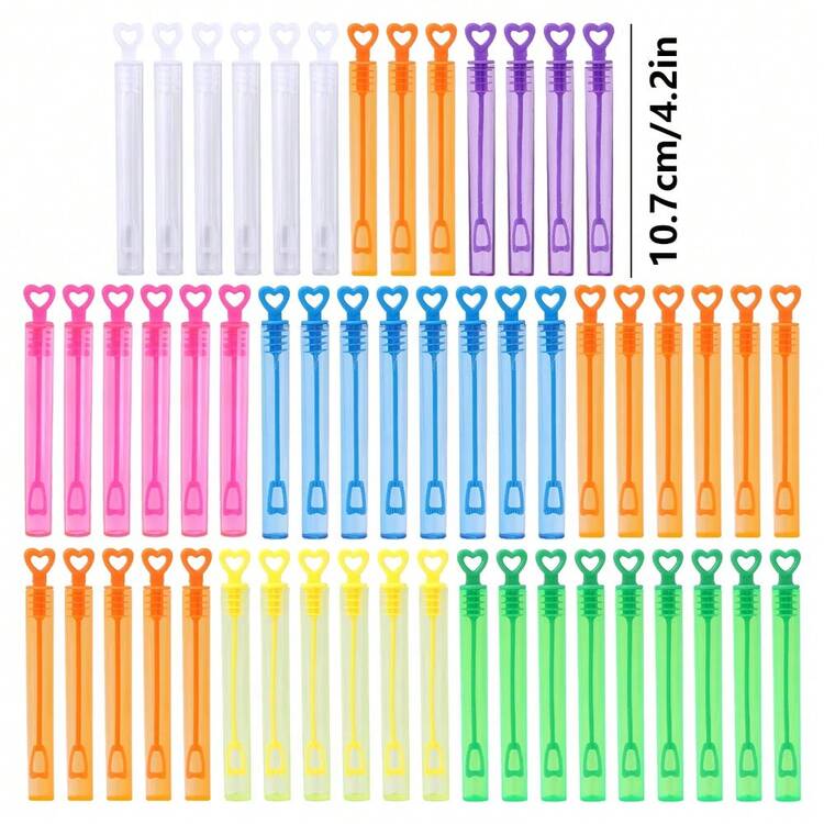 24/48/60支装心形泡泡棒，彩色迷你心形泡泡派对礼品，散装礼物，奖品，生日派对装饰和小礼物，营造气氛的必备品（空瓶，不含泡泡液） - 彩色 - 查看 4